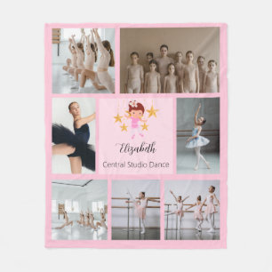 Ballet 7 Photo Collage Pink Fleece Blanket