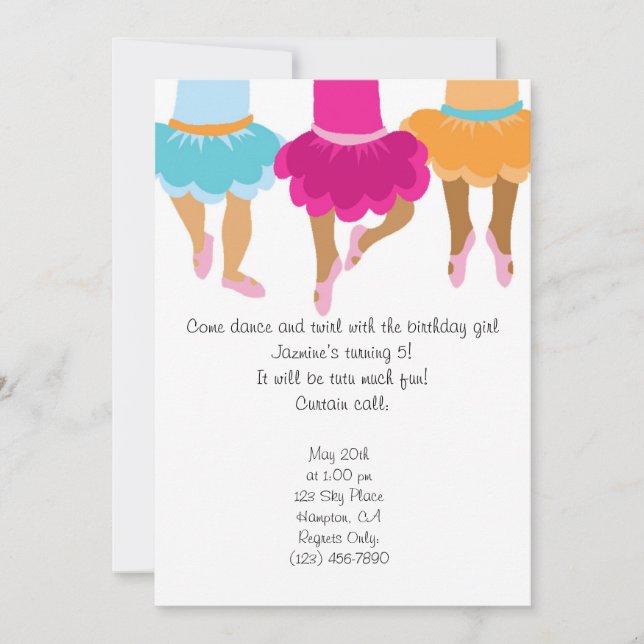 Ballet African American Girls Invitation (Front)