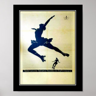 Ballet and Roller skates Vintage Poster