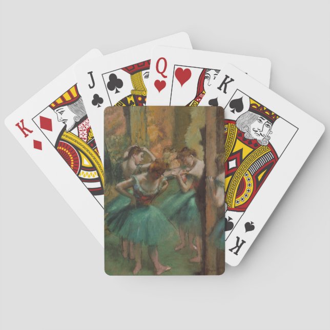 Ballet Artwork Dancers Pink and Green Edgar Degas Playing Cards (Back)