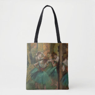 Ballet Artwork Dancers Pink and Green Edgar Degas Tote Bag
