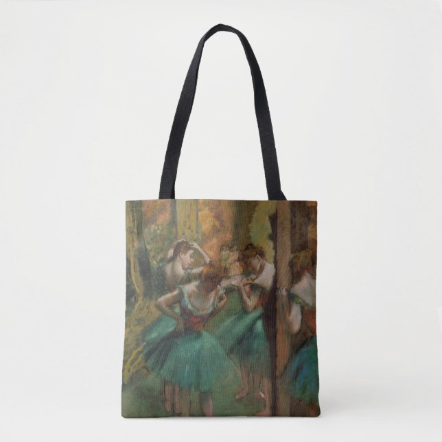Ballet Artwork Dancers Pink and Green Edgar Degas Tote Bag (Front)