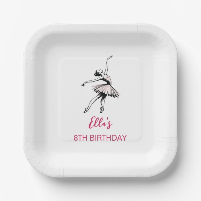 Ballet Ballerina Birthday Party Girl Paper Plate (Front)