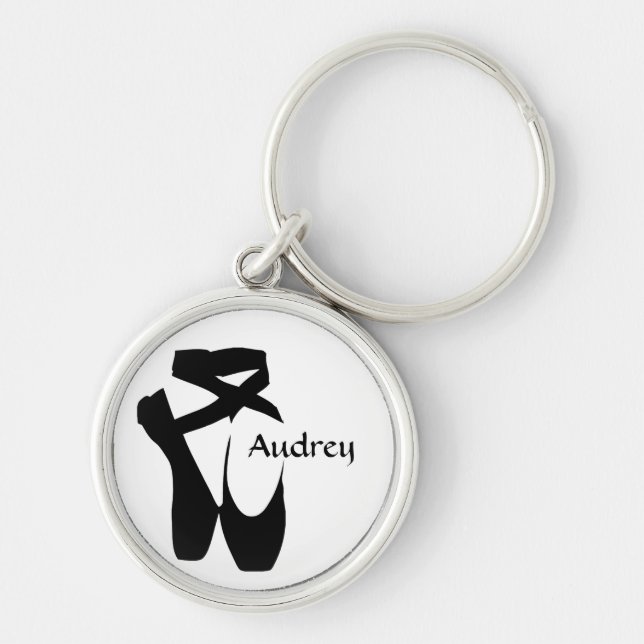 Ballet Ballerina Black Pointe Shoes Custom Basic Keychain (Front)
