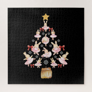 Ballet Ballerina Bunny Christmas Tree Jigsaw Puzzle
