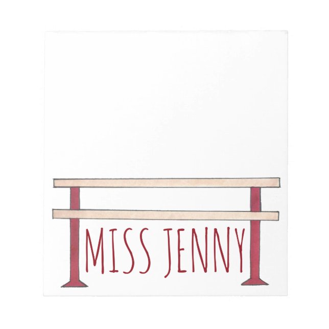 Ballet Ballerina Dance Class Studio Teacher Barre Notepad (Front)