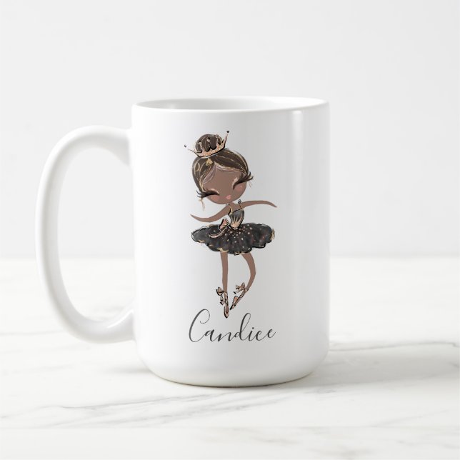 Ballet Ballerina Girl Custom Name Birthday Gift Coffee Mug (Left)