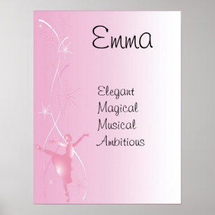 Ballet Ballerina Girls Nom Poster d'art Imprimer