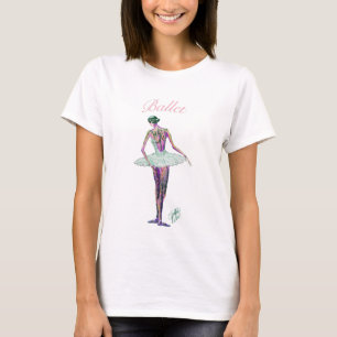 Ballet Ballerina in White Tutu pink T-Shirt