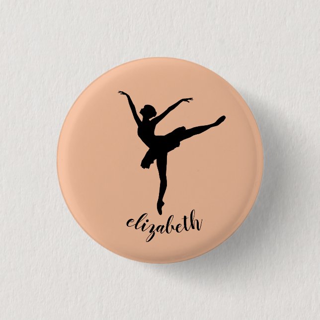 Ballet Ballerina on Pink 1 Inch Round Button (Front)