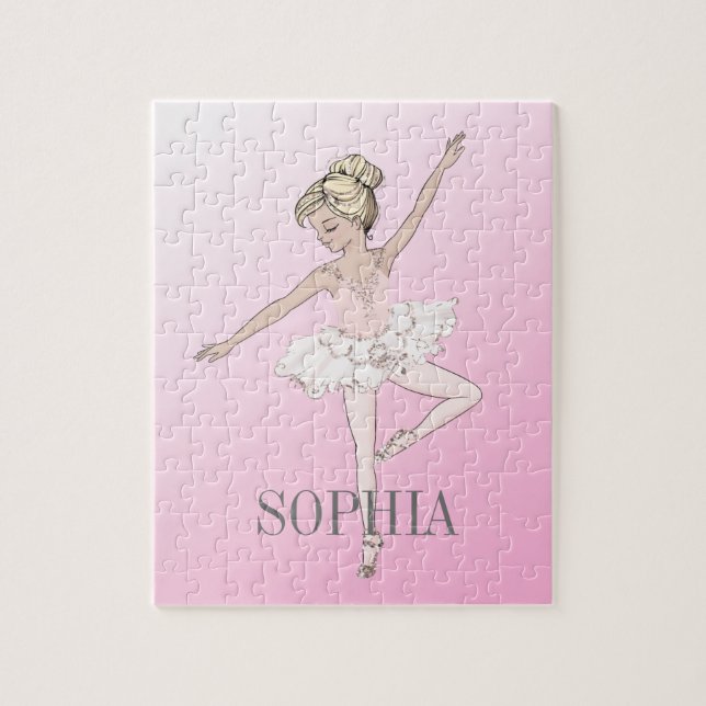 Ballet Ballerina Personal Pink Silver Jigsaw Puzzle (Vertical)
