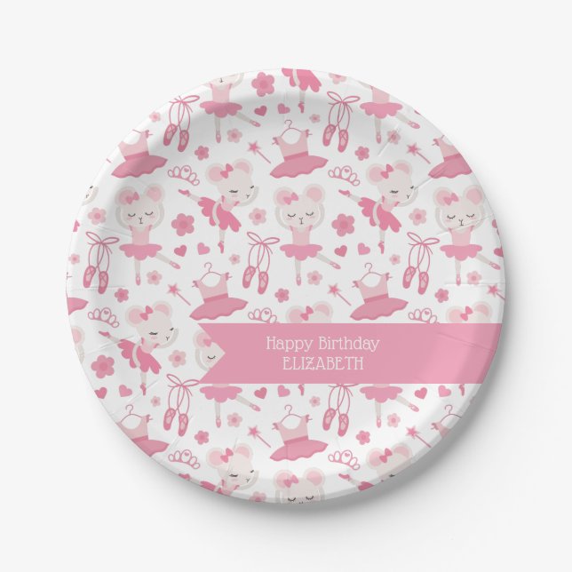 Ballet Ballerina Pink Party Plates, 7" Paper Plate (Front)