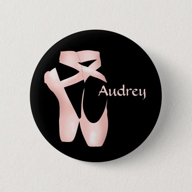 Ballet Ballerina Pink Pointe Shoes Custom Button (Front)