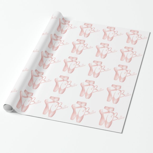 Ballet Ballerina Pointe Shoes Pink GW Wrapping Paper (Unrolled)
