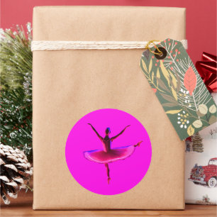 Ballet Ballerina Pose Glowing Violet Colours   Classic Round Sticker