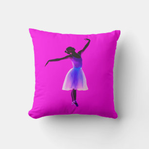 Ballet Ballerina Pose Glowing Violet Colours Throw Pillow