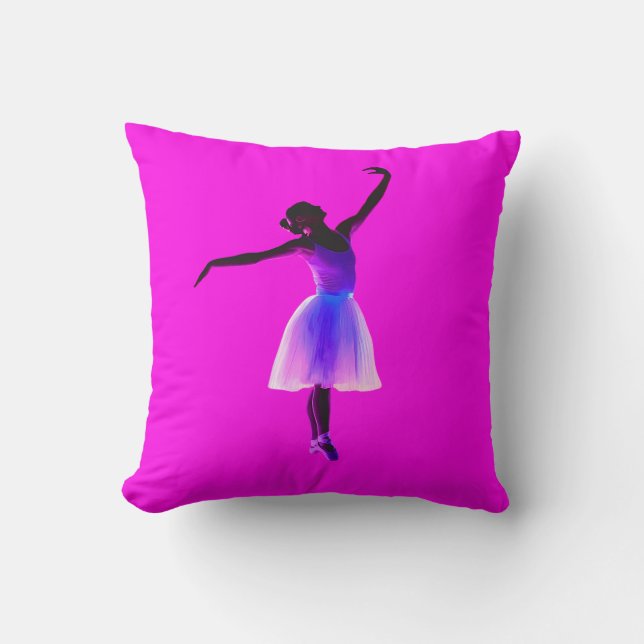 Ballet Ballerina Pose Glowing Violet Colours   Throw Pillow (Front)