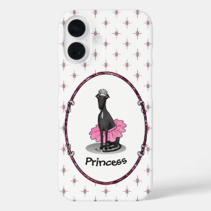 Ballet Ballerina Princess Greyhound Dog (black) iPhone 16 Case