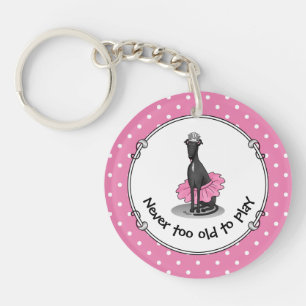 Ballet Ballerina Princess Greyhound Dog (black) Keychain