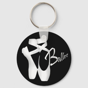 Ballet Ballerina White Pointe Shoes Basic Keychain