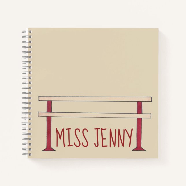 Ballet Barre Personalized Dance Teacher Ballerina Notebook (Front)
