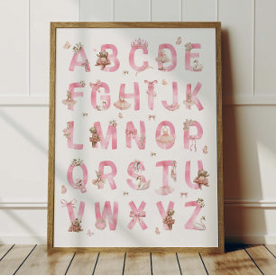 Ballet Bear Alphabet ABC Poster Kids Room Decor