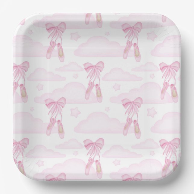 Ballet Birthday Party Baby Shower Pink Ballerina Paper Plate (Front)