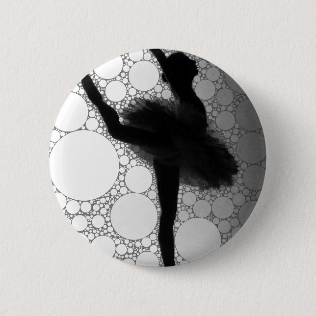 Ballet Black White Dancing Ballerina 2 Inch Round Button (Front)