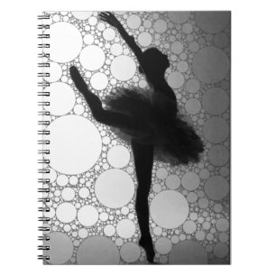 Ballet Black White Dancing Ballerina Notebook