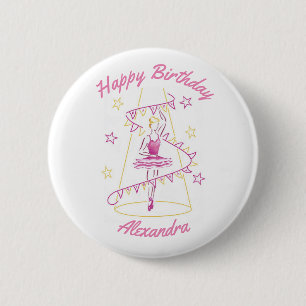 Ballet & Bunting Birthday Badge 2 Inch Round Button