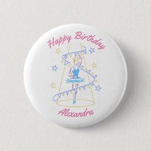 Ballet & Bunting (Blue) Birthday Badge 2 Inch Round Button