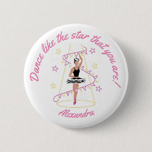 Ballet & Bunting - I Love Ballet - Black/Brown 2 Inch Round Button