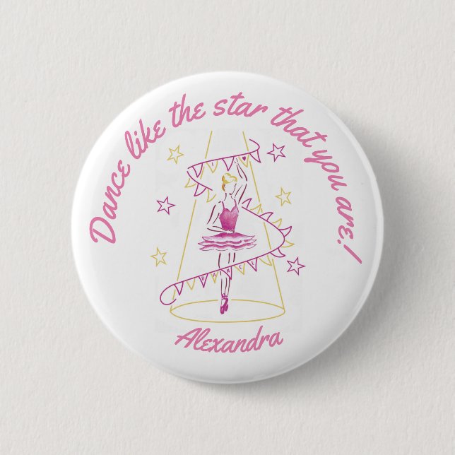 Ballet & Bunting - I Love Dance badge 2 Inch Round Button (Front)
