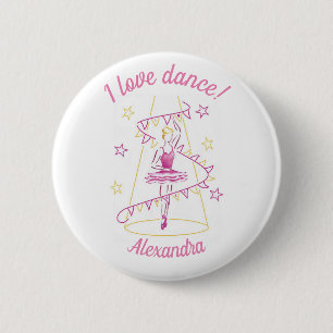 Ballet & Bunting - I Love Dance badge 2 Inch Round Button