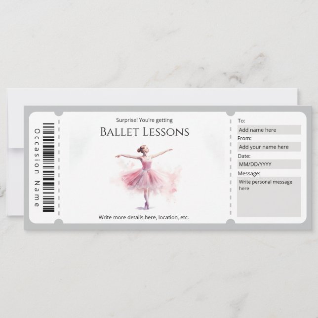 Ballet Class Gift Certificate Template (Front)