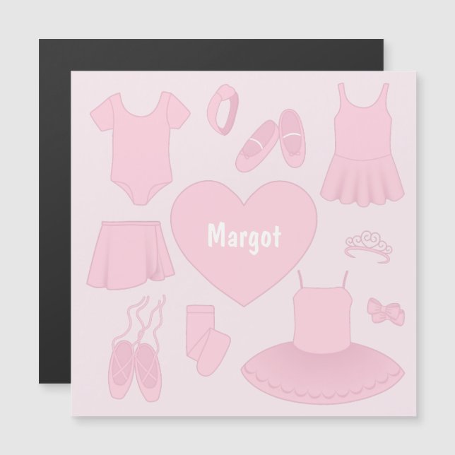 Ballet Clothes Magnetic Card - Pink Background (Front/Back)