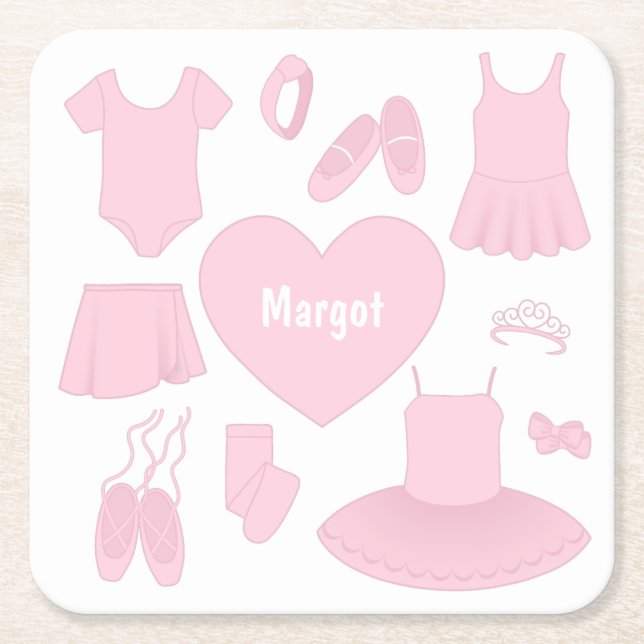Ballet Clothes Paper Coaster - White Background (Front)