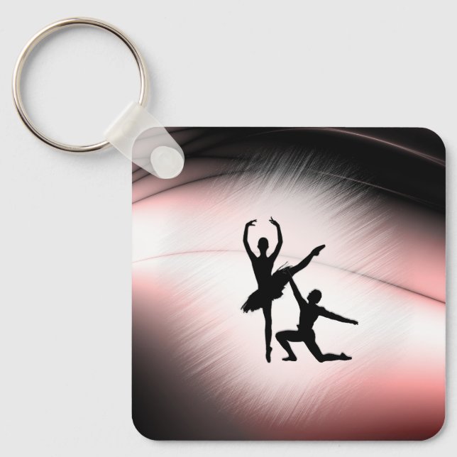 Ballet Couple Dance Pink Accent Keychain (Front)