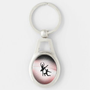 Ballet Couple Dance Pink Accent Keychain