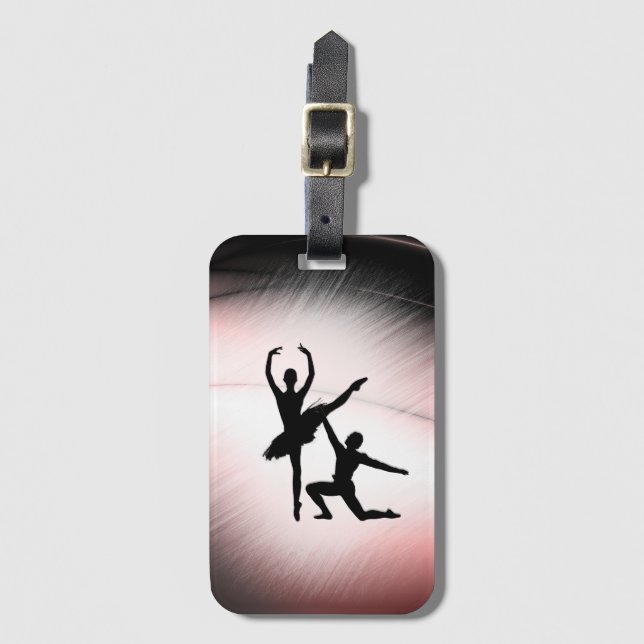 Ballet Couple Dance Pink Accent Luggage Tag (Front Vertical)