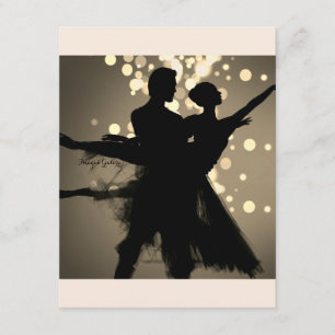 Ballet Couple in Grey Vintage Enclosure Card
