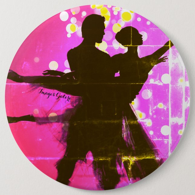 Ballet Couple in Pink Distressed 6 Inch Round Button (Front)
