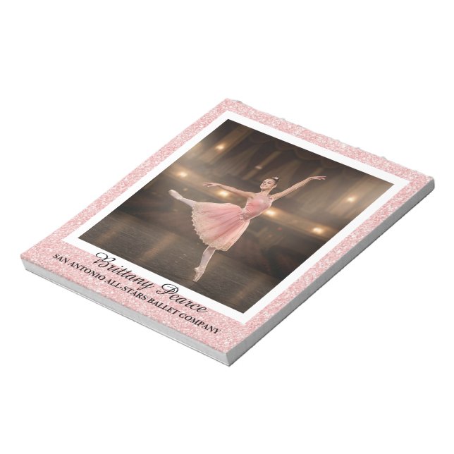 Ballet Dance Autograph Notepad Rose Gold Glitter (Rotated)