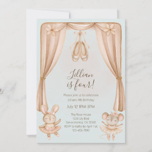 Ballet Dance Girls Fourth Birthday Invitation
