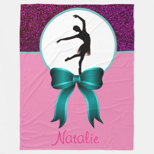 Ballet Dance Glitter and Bow Fleece Blanket