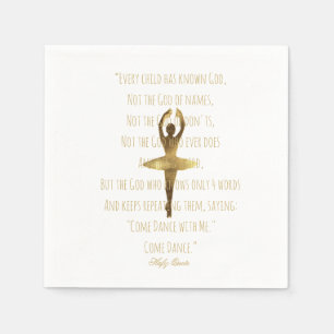 Ballet Dance Party Gold Ballerina Quote Typography Napkin