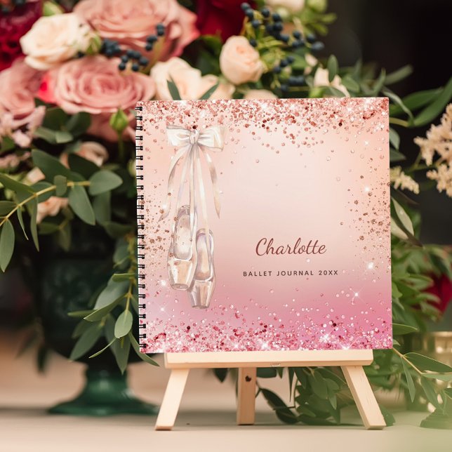 Ballet dance pink rose gold monogram notebook (Creator Uploaded)