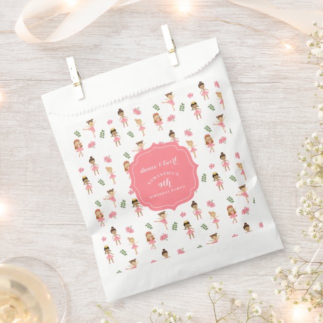 Ballet Dance & Twirl Pink Ballerina Birthday  Favour Bag (Clipped)