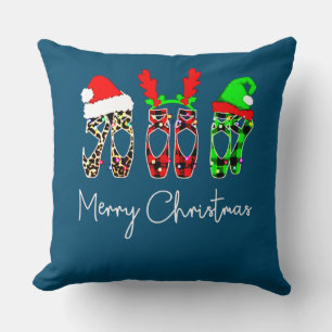 Ballet Dancer Ballerina Merry Christmas Xmas Point Throw Pillow