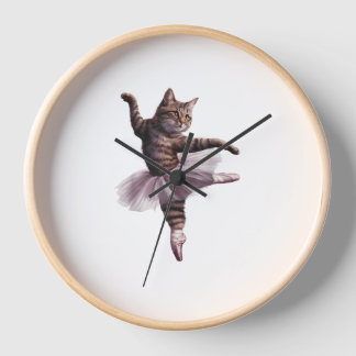 Ballet Dancer Cat  Clock